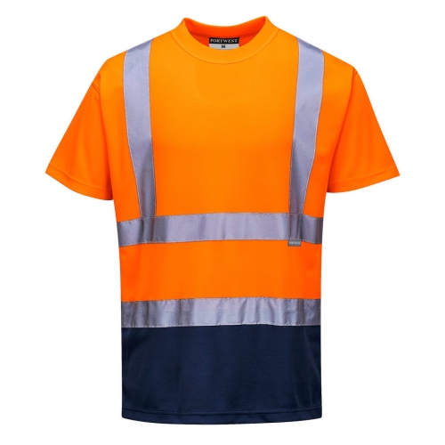 T-shirt ostrzegawczy s378 pomarańczowo-granatowy.jpg